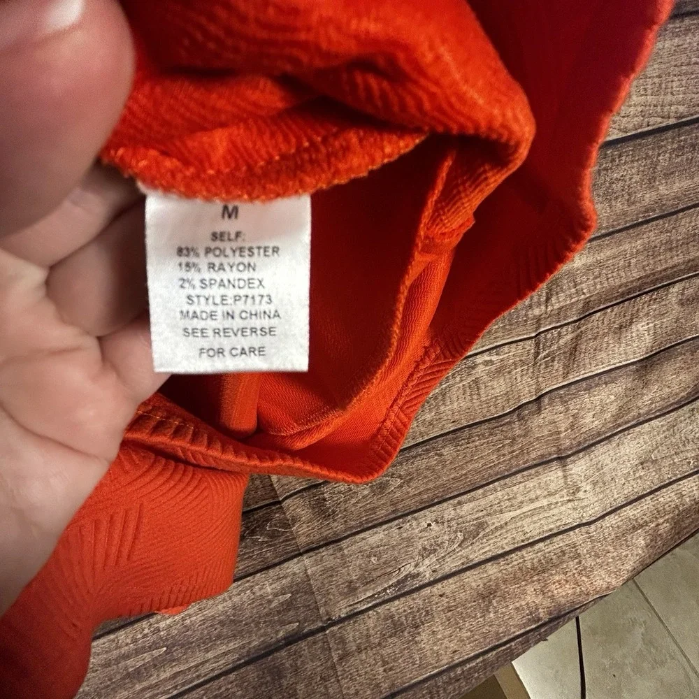 See and Be Seen Orange Textured Tie Strap Romper Shortalls Size M P7173 - Picture 7 of 8